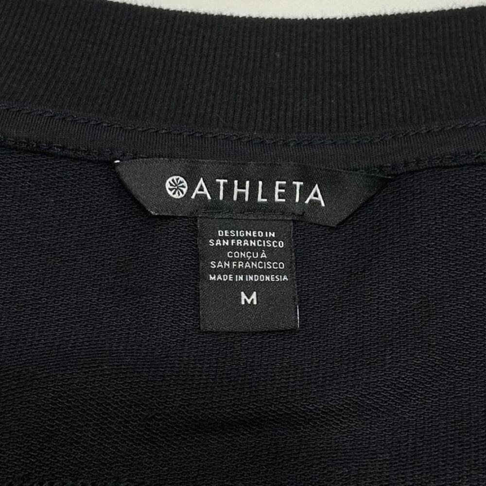 Athleta New Retroterry V-Neck Top Black Minimalist Chic Size Medium - Picture 4 of 9